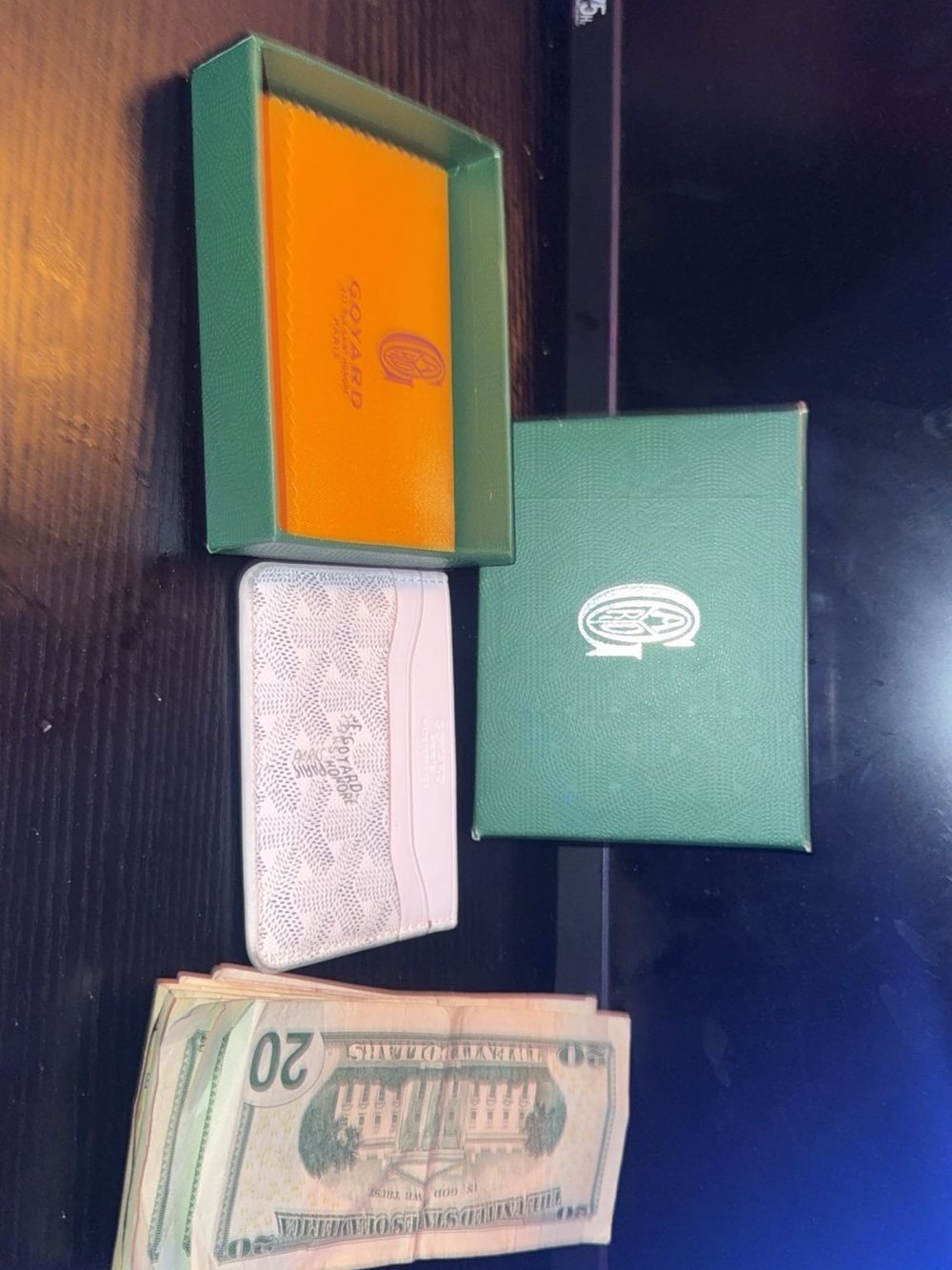 Goyard Orange and Green Branded Cleaning Cloth in Box - Picture 1 of 3